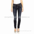 Flap Skinny Jeans, 80% Cotton/19% Polyester/1% Elastane/Factory Price/OEM and ODM Orders are Welcome